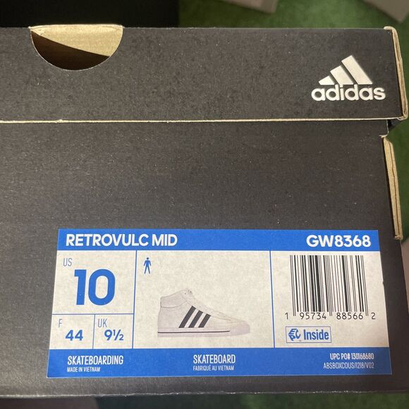 Adidas Retrovulc Mid Cloud White Black Shoes GW8368 Men's Size 10 - Picture 9 of 9